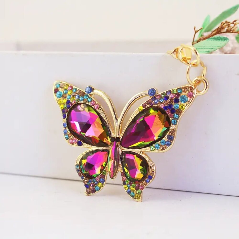 COPY - - Beautiful Butterfly Rhinestone Keychain, NWOT